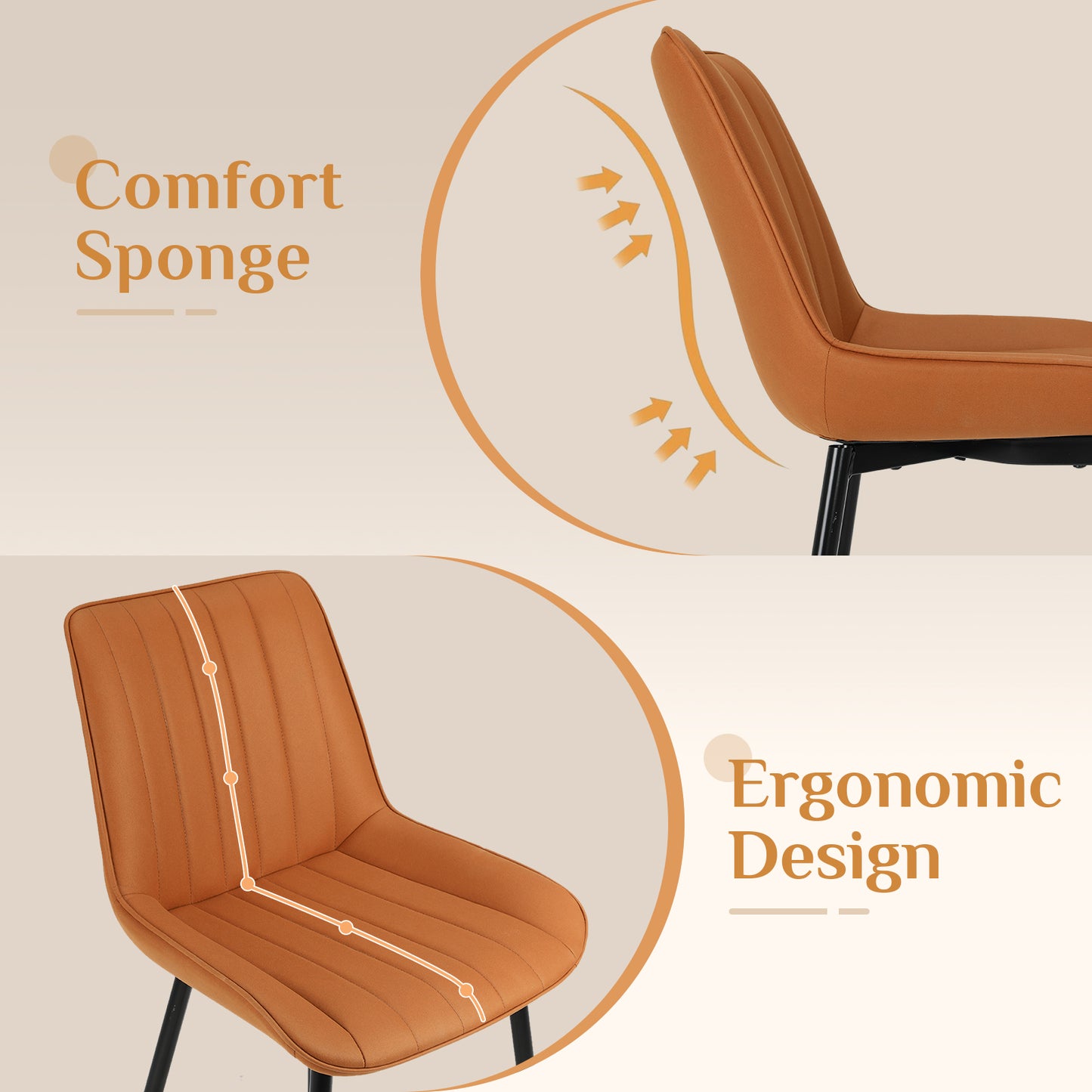 Pirecart High Back Dining Room Chairs, Set of 2/4 PU Leather Dining Chairs with Thick Cushions, Wide Padded Seat, Metal Legs for Kitchen, Living Room