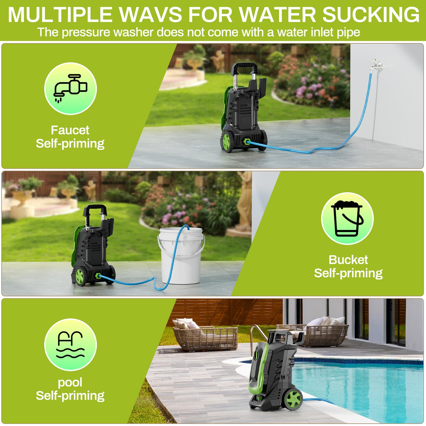 Pirecart Electric Pressure Washer 2700 PSI 1.7 GPM Power Washer with 4 Quick Connect Nozzles, Foam Cannon