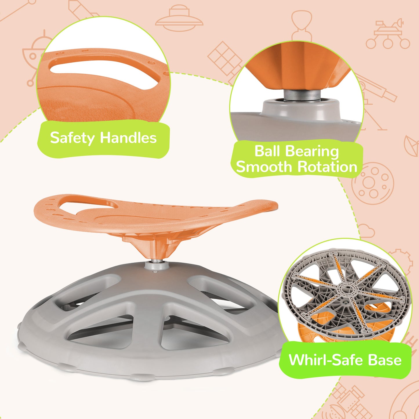 Pirecart Spinning Chair for Autistic Kids, Sit and Spin Autism Toys for Age 3+, Children's Rotating Chair for Kids with Autism, Training Body Coordination