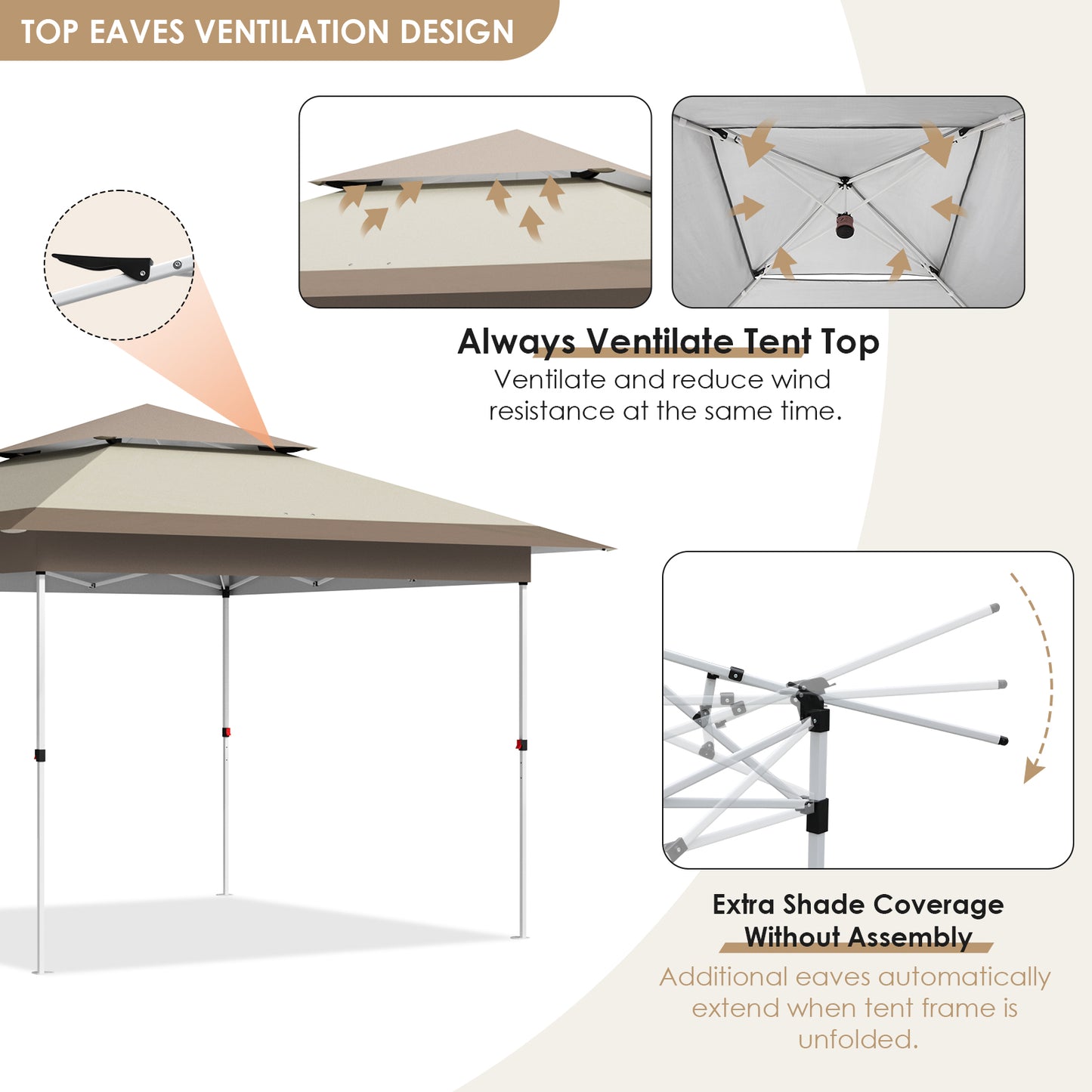 pirecart 12' x 12' Canopy Tent Outdoor Pop up Gazebo Canopy Shelter for Party, Camping