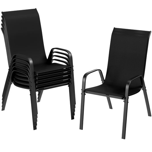 Pirecart 6 PCS Outdoor Patio Dining Chairs Set, Stackable Chairs with Armrest, Textilene Fabric for Lawn Garden Backyard
