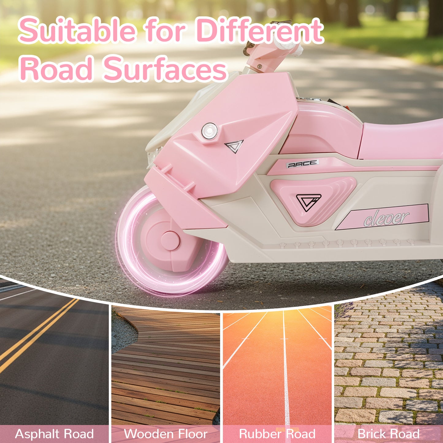 Pirecart Kids Electric Motorcycle, 6V Toddler Motorcycle with Realistic Sounds, LED Light, Children Ride on Toy with MP3/USB, Non-Slip Tires, Gift for Age 3+