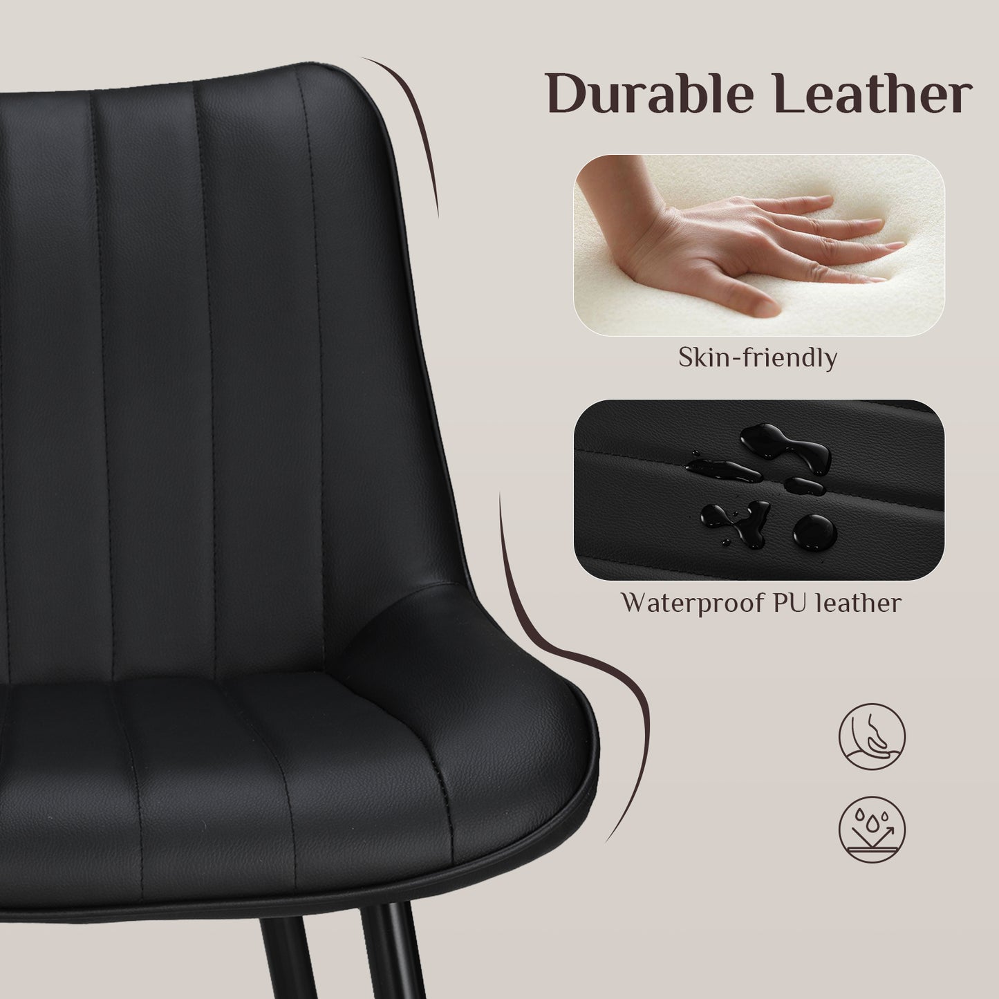 Pirecart High Back Dining Room Chairs, Set of 2/4 PU Leather Dining Chairs with Thick Cushions, Wide Padded Seat, Metal Legs for Kitchen, Living Room