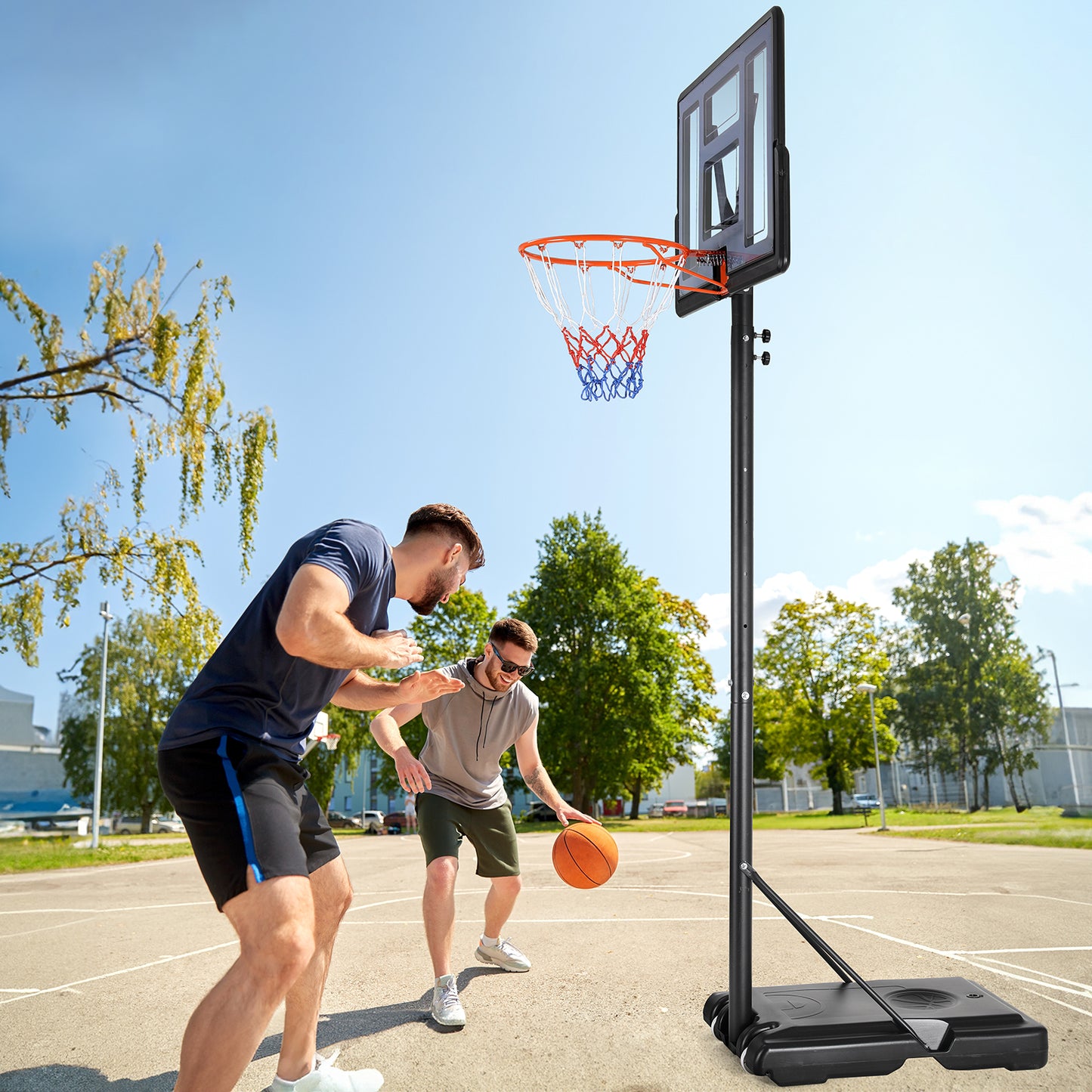 pirecart Basketball Hoop Outdoor, 4.4-10ft Adjustable Height, Outdoor Portable Basketball Goal System for Kid/Youth/Adult