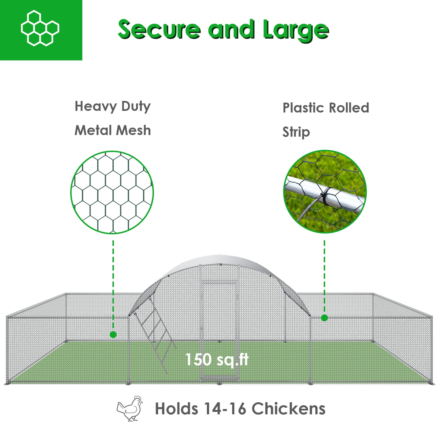 pirecart Large Metal Chicken Coop, 23x6.6x6.6ft Walk in Poultry Cage Hen Chicken Run House Rabbits Habitat Cage with Chicken Ladder