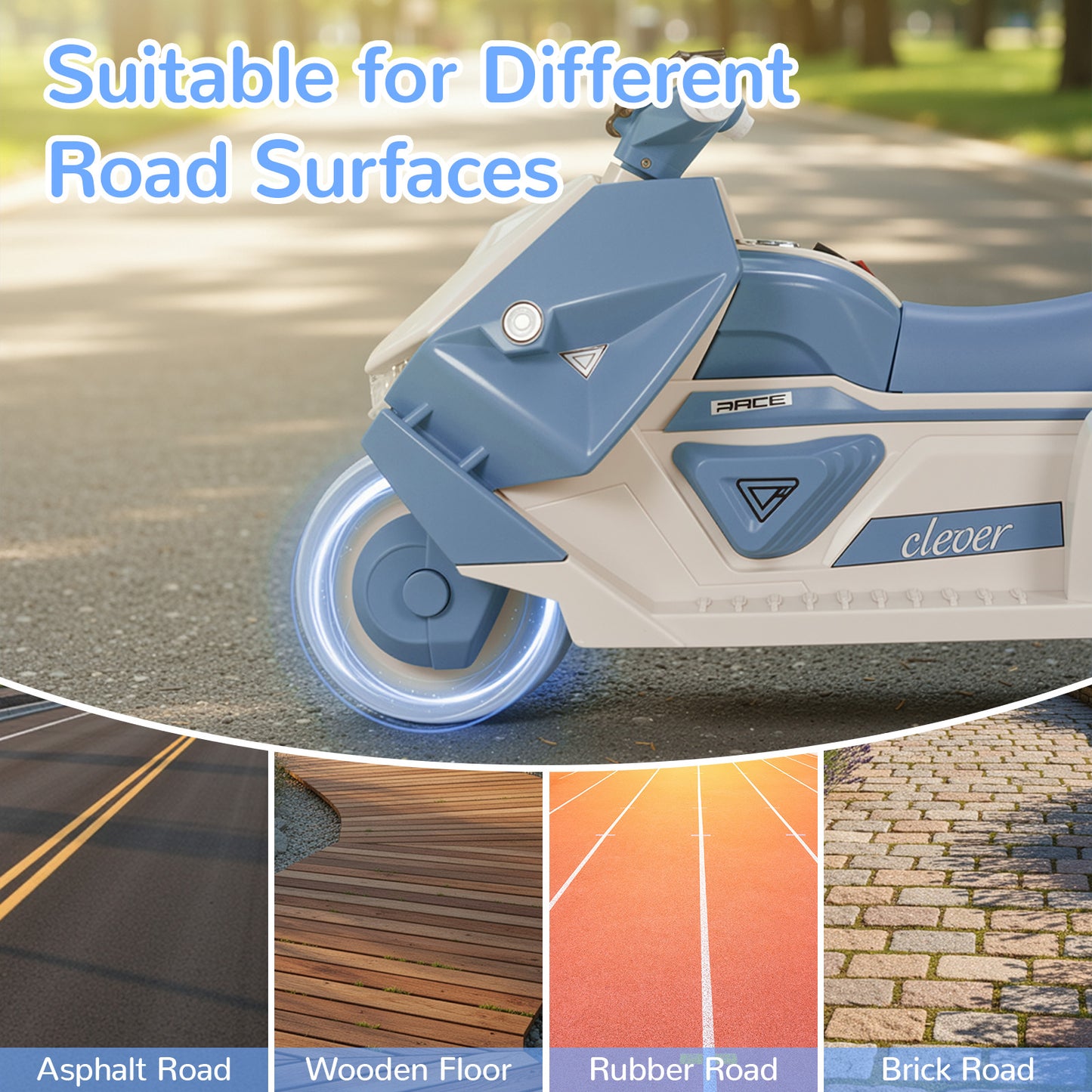 Pirecart Kids Electric Motorcycle, 6V Toddler Motorcycle with Realistic Sounds, LED Light, Children Ride on Toy with MP3/USB, Non-Slip Tires, Gift for Age 3+