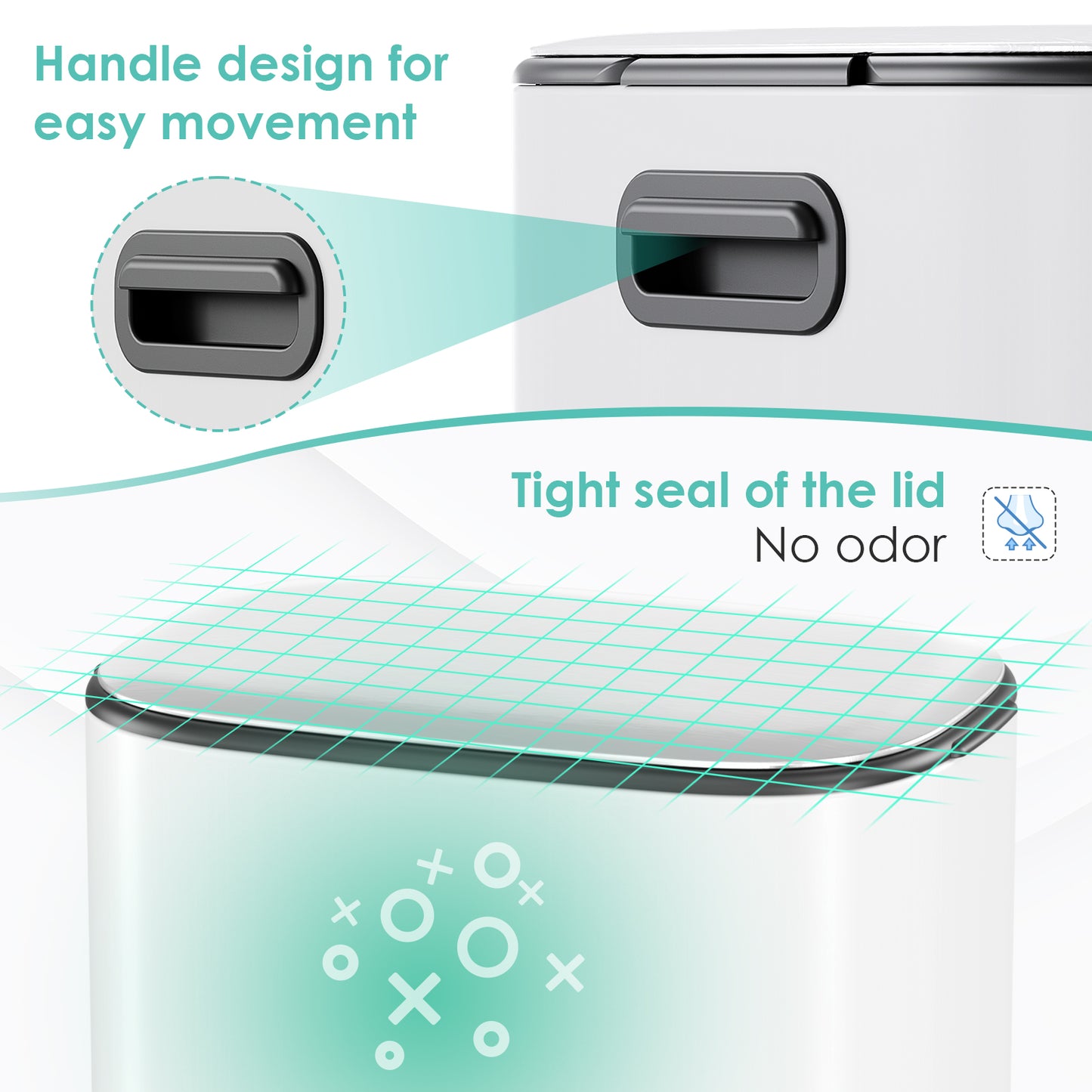 Pirecart Stainless Steel Trash Can, 8 Gal Oval Garbage Can W/ Slow-Closing Lid & Removable Inner Bucket, Foot-operated Soft Lid Trash Can for kitchen, Home, Office