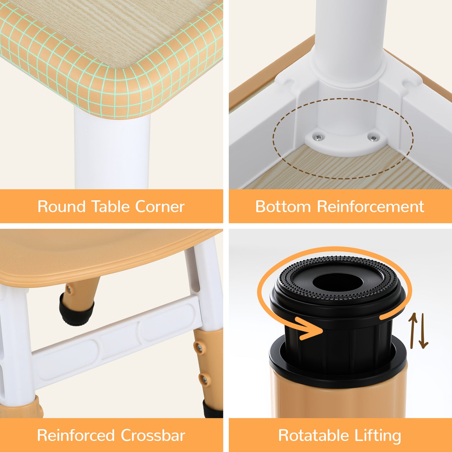 Pirecart Kids Table and 2 Chairs Set, Height Adjustable Children Multi Activity Table and Chair Set, Non-Slip Legs & Graffiti Desktop, for Drawing, Reading, Studying