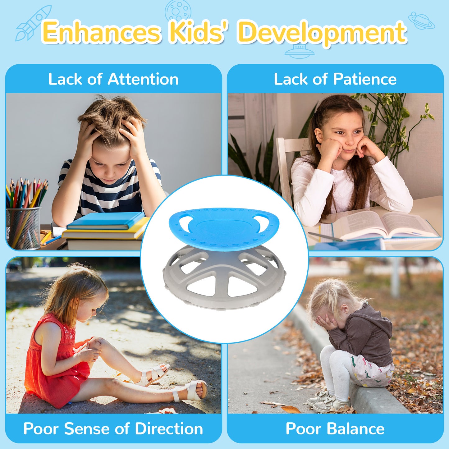 Pirecart Spinning Chair for Autistic Kids, Sit and Spin Autism Toys for Age 3+, Children's Rotating Chair for Kids with Autism, Training Body Coordination