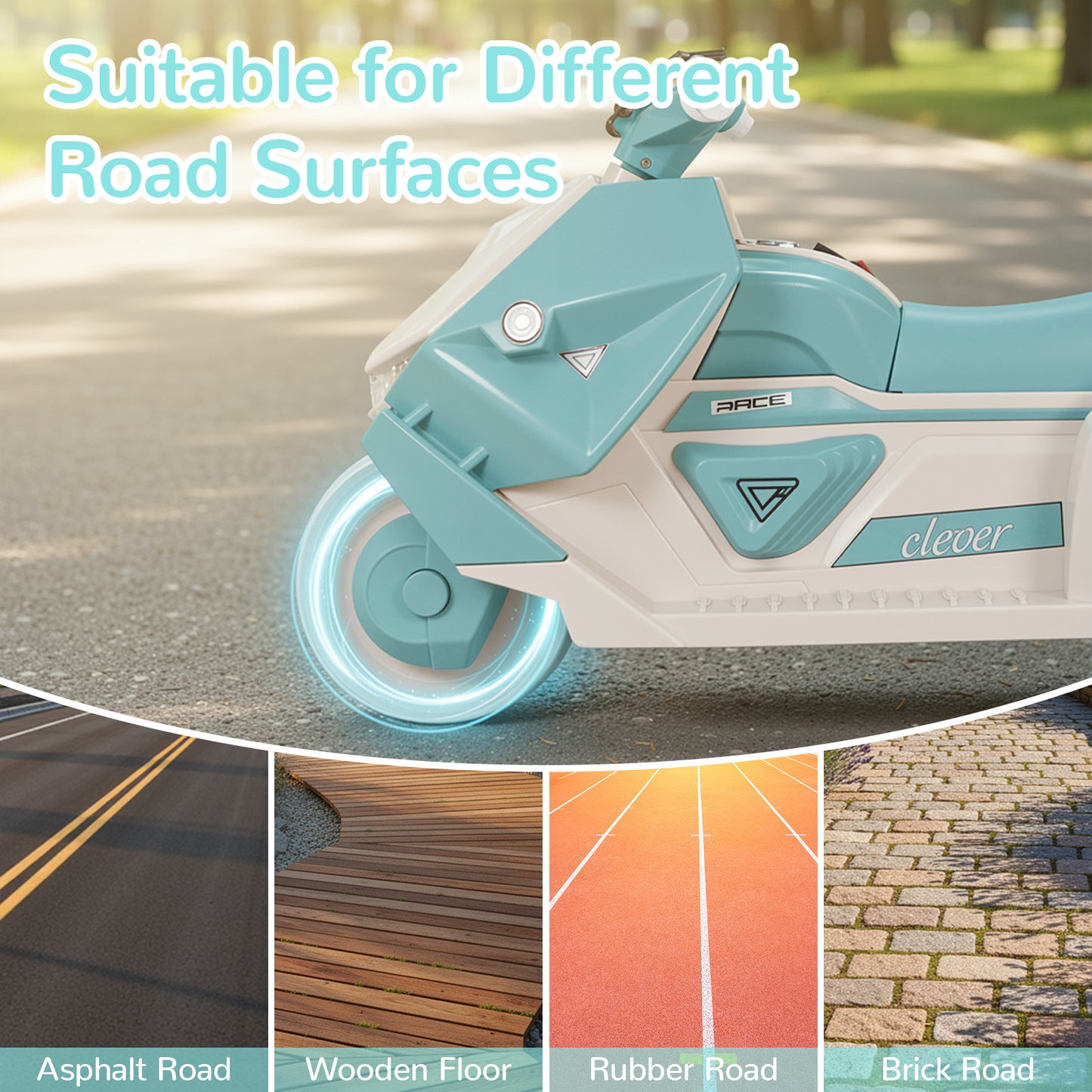 Pirecart Kids Electric Motorcycle, 6V Toddler Motorcycle with Realistic Sounds, LED Light, Children Ride on Toy with MP3/USB, Non-Slip Tires, Gift for Age 3+