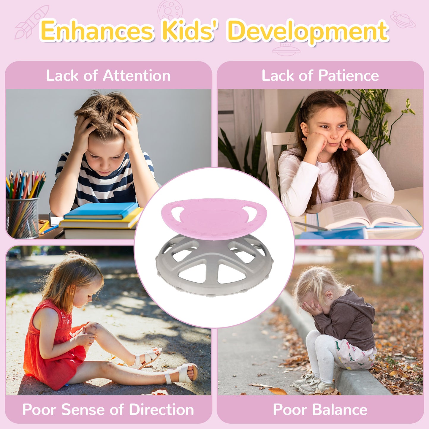 Pirecart Spinning Chair for Autistic Kids, Sit and Spin Autism Toys for Age 3+, Children's Rotating Chair for Kids with Autism, Training Body Coordination