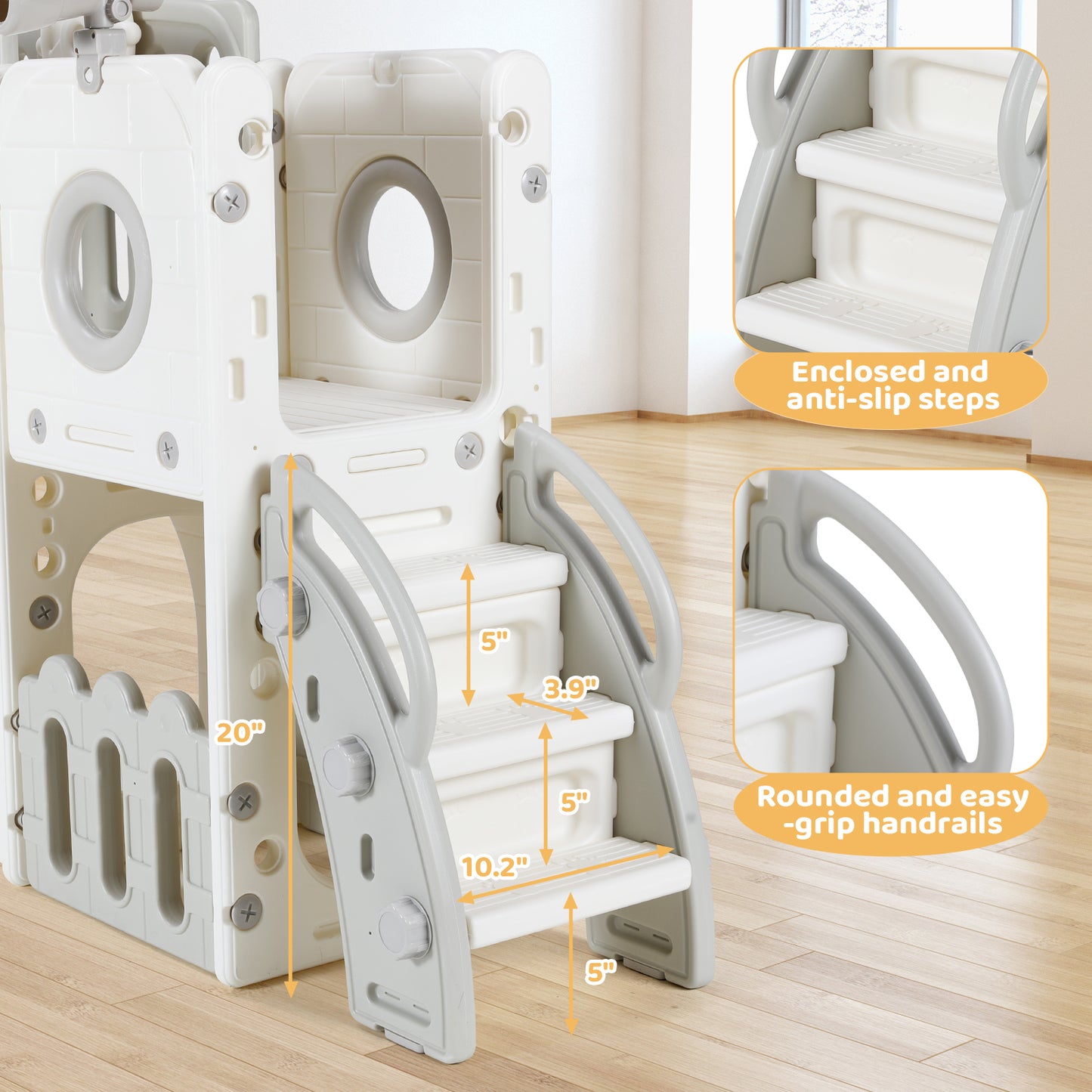Pirecart Large Toddler Slide, Indoor Outdoor Kids Climber Playset with Basketball Hoop, Storage Space, Tunnel for Boys and Girls