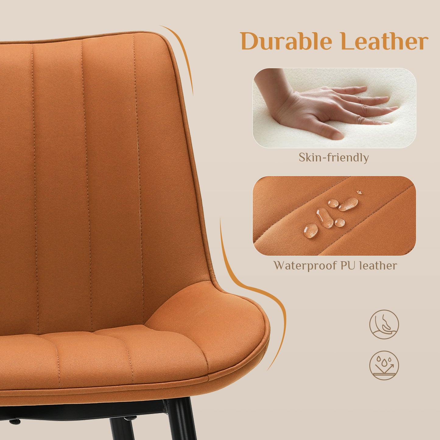 Pirecart High Back Dining Room Chairs, Set of 2/4 PU Leather Dining Chairs with Thick Cushions, Wide Padded Seat, Metal Legs for Kitchen, Living Room