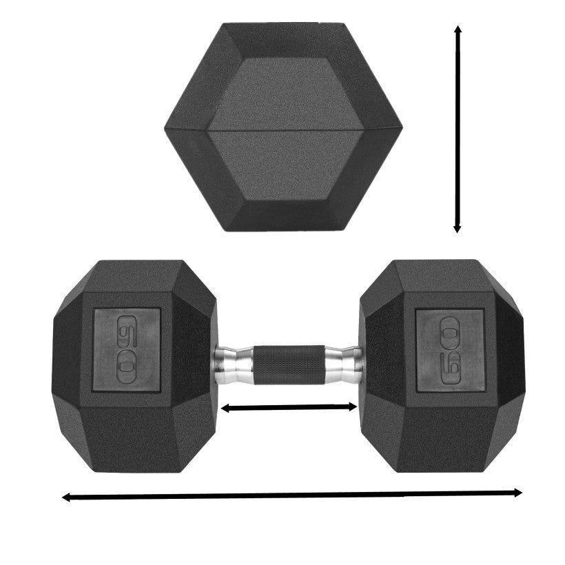 PIRECAT Rubber Grip Dumbbells Rubber Coated Cast Iron, with Anti-Slip Hex Black Dumbbell, Free Weights Dumbbell, 60lb/ 65lb/ 70lb/ 75lb dumbbell Single