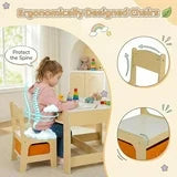 pirecart Kids Table and Chair Set, Wooden Toddler Activity Table with Storage Boxes
