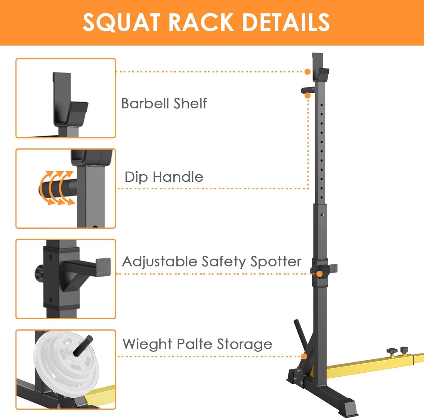 pirecart Squat Rack Stand, Home Gym Weight Lifting Rack, Weight Bench Press Rack