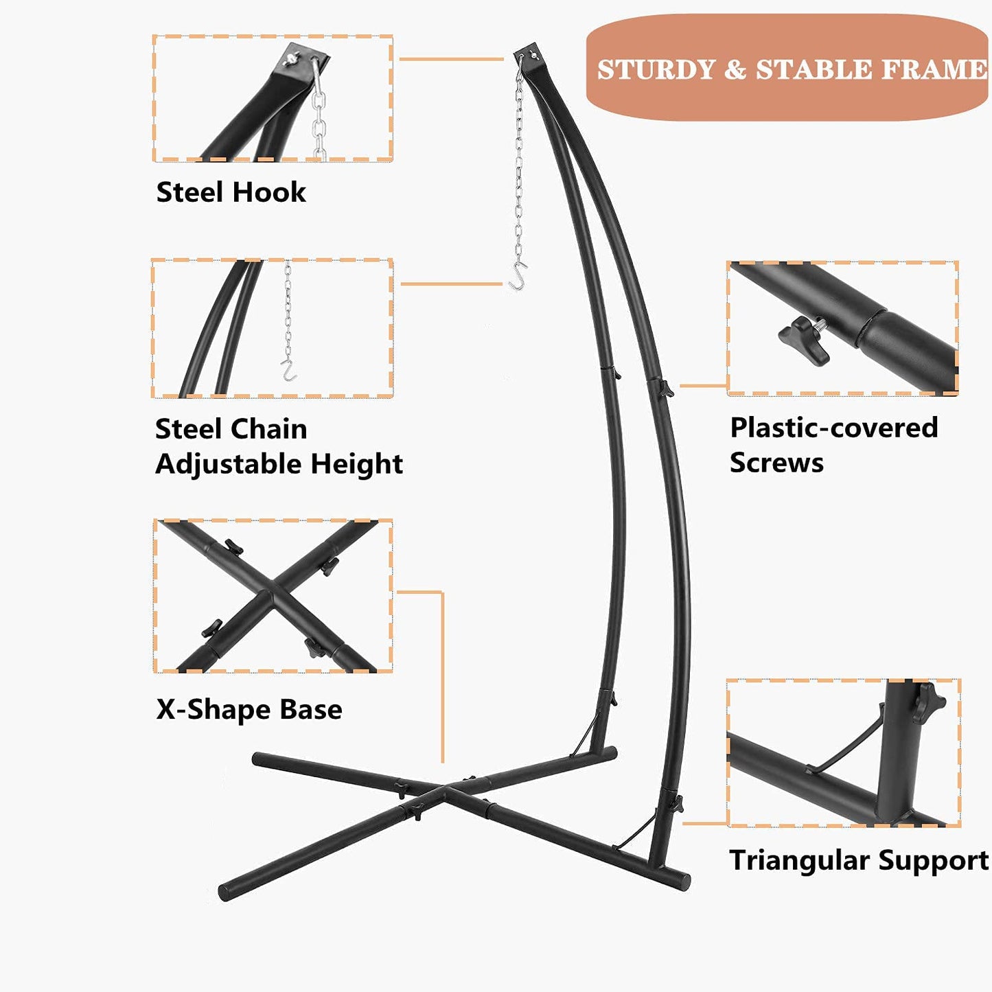 pirecart Hammock Chair Stand with Swing Chair Hanging Tree Tent Canopy with Steel Frame