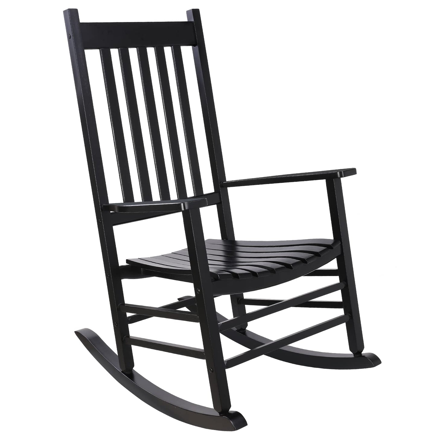 pirecart Wooden Rocking Chair Outdoor with High Back,Indoor, Oversized, Easy to Assemble for Garden,Lawn, Balcony, Backyard,Porch,Wooden Porch Rocker