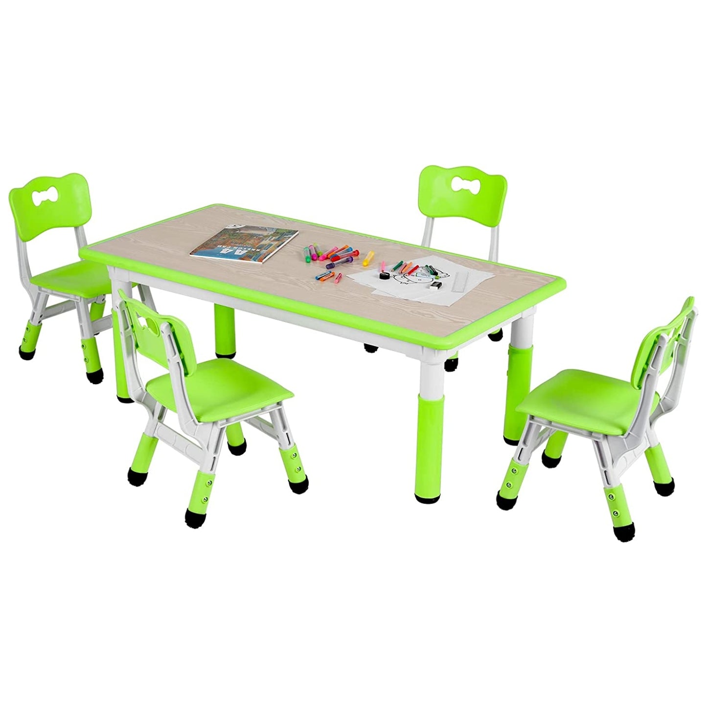 pirecart Height Adjustable Toddler Table and Chair Set for Reading, Drawing, Eating