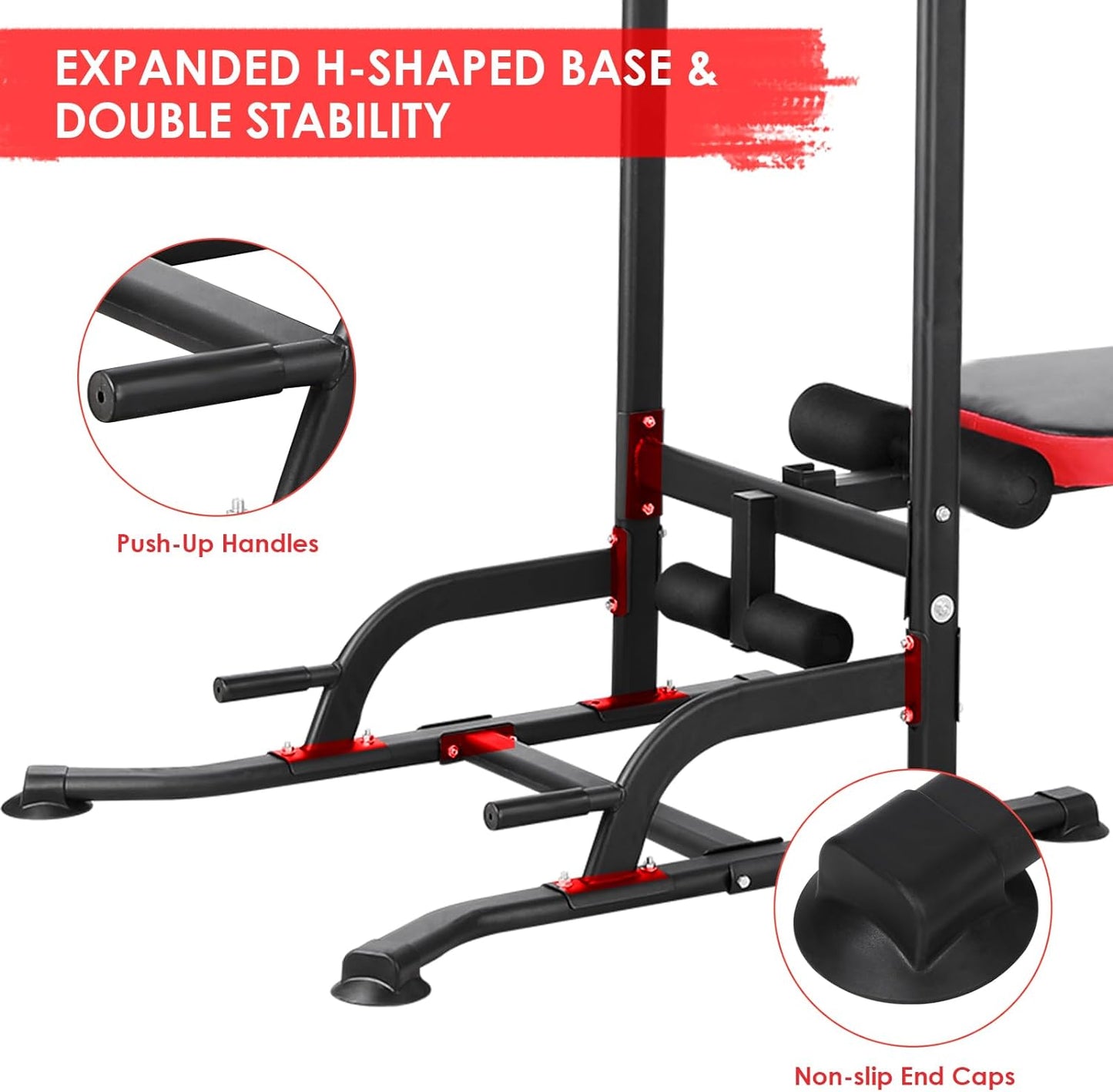 pirecart Power Tower with Bench, Pull Up Bar Stand Dip Station for Home Gym