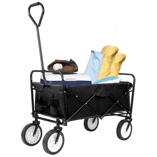 pirecart Collapsible Folding Wagon Cart Utility Garden Wagon with 2 Cup Holders