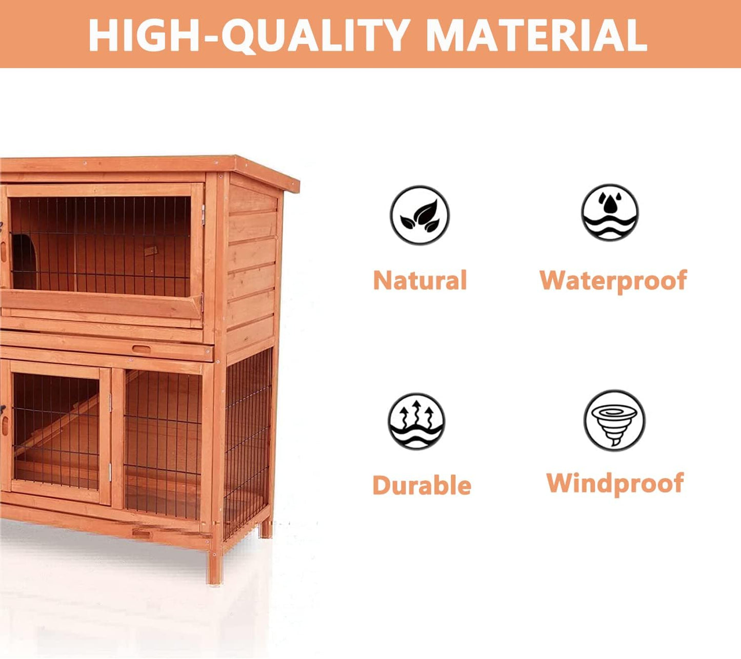 pirecart Indoor Outdoor Rabbit Hutch Bunny Cage with 2 Removable Trays and Ramp