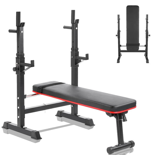 pirecart Weight Bench Press w/Squat Rack Folding Bench Press Set