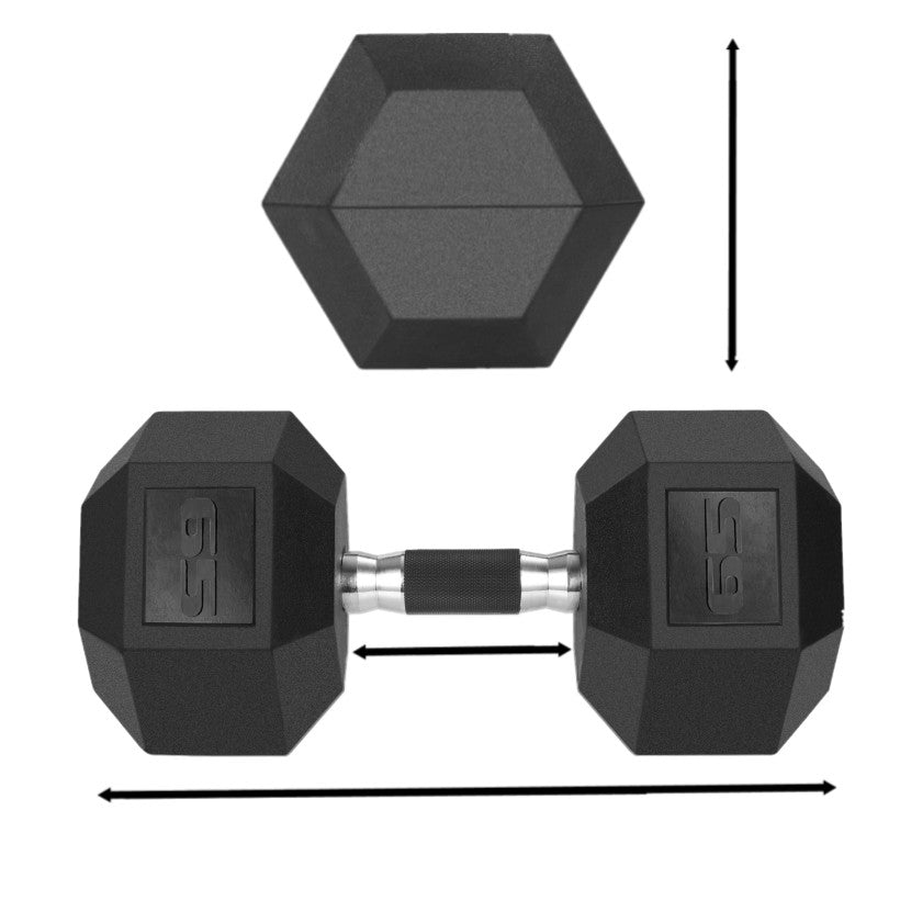 PIRECAT Rubber Grip Dumbbells Rubber Coated Cast Iron, with Anti-Slip Hex Black Dumbbell, Free Weights Dumbbell, 60lb/ 65lb/ 70lb/ 75lb dumbbell Single