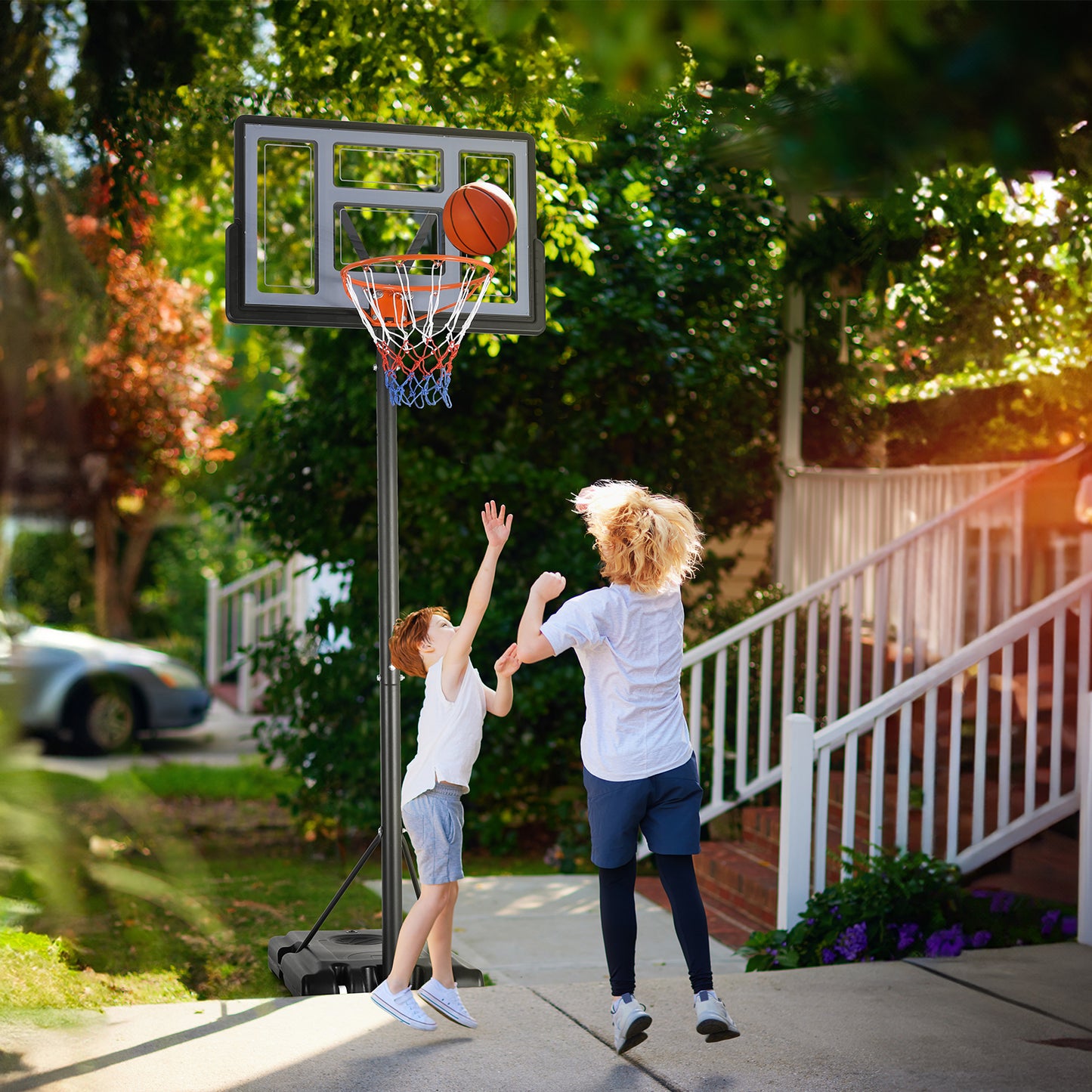 pirecart Basketball Hoop Outdoor, 4.4-10ft Adjustable Height, Outdoor Portable Basketball Goal System for Kid/Youth/Adult