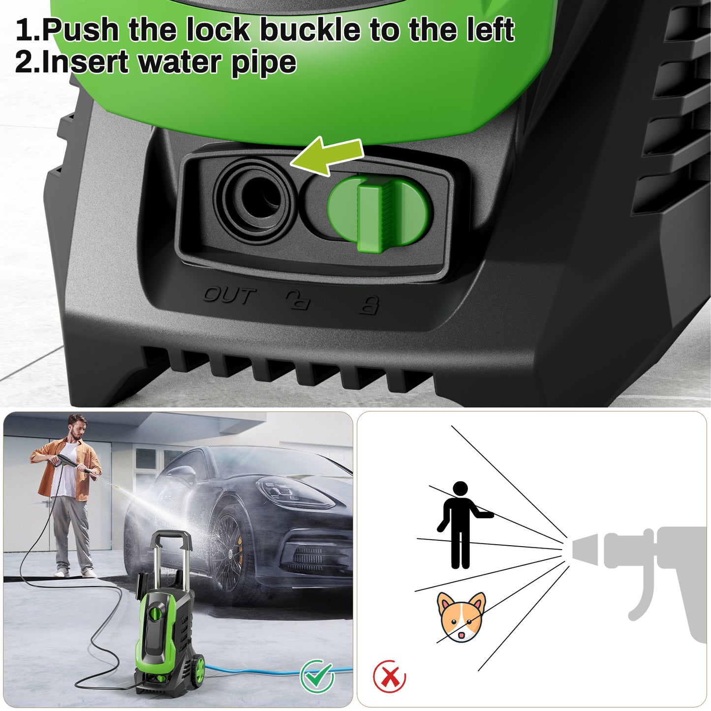 Pirecart Electric Pressure Washer 2700 PSI 1.7 GPM Power Washer with 4 Quick Connect Nozzles, Foam Cannon