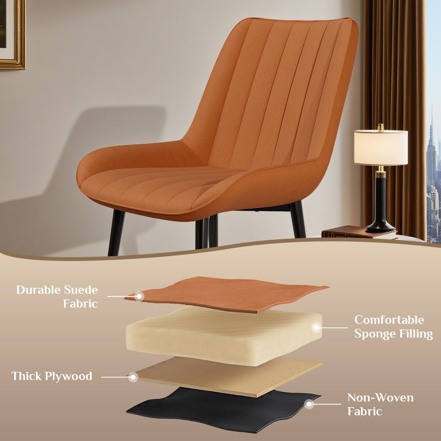 Pirecart High Back Dining Room Chairs, Set of 2/4 PU Leather Dining Chairs with Thick Cushions, Wide Padded Seat, Metal Legs for Kitchen, Living Room