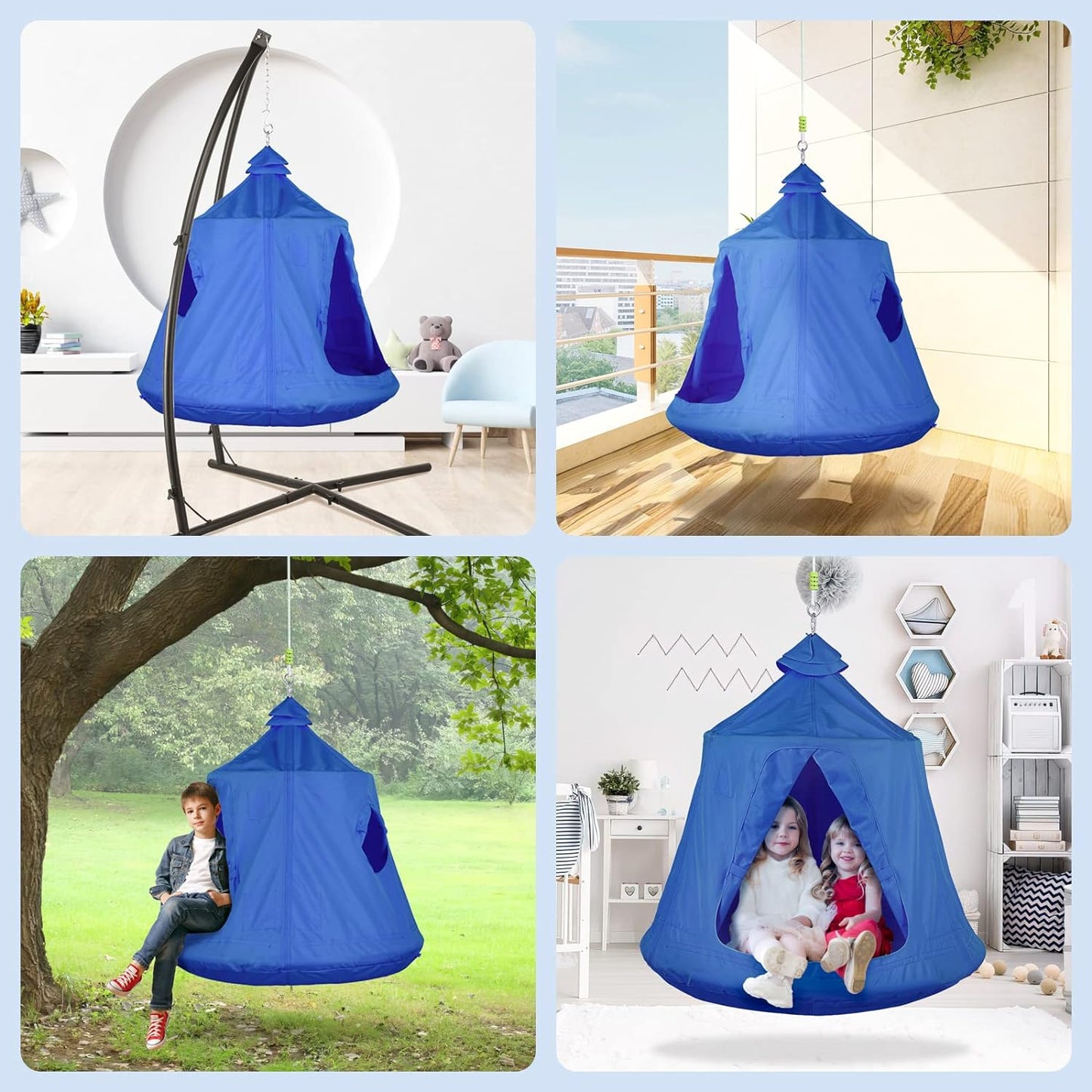 pirecart Kids Hanging Tree Tent, Portable Indoor Outdoor Hanging Tent w/ Lights String