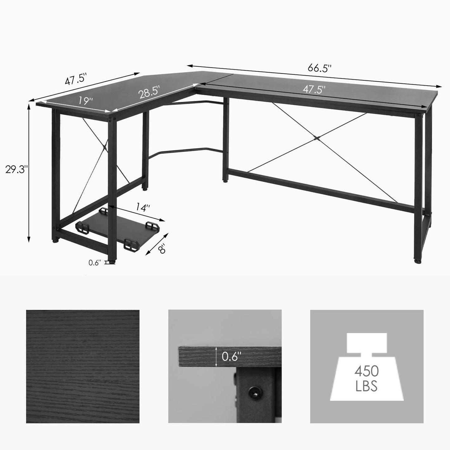 pirecart L-Shaped Computer Desk, L Shaped Desk for Home Office with Monitor Stand