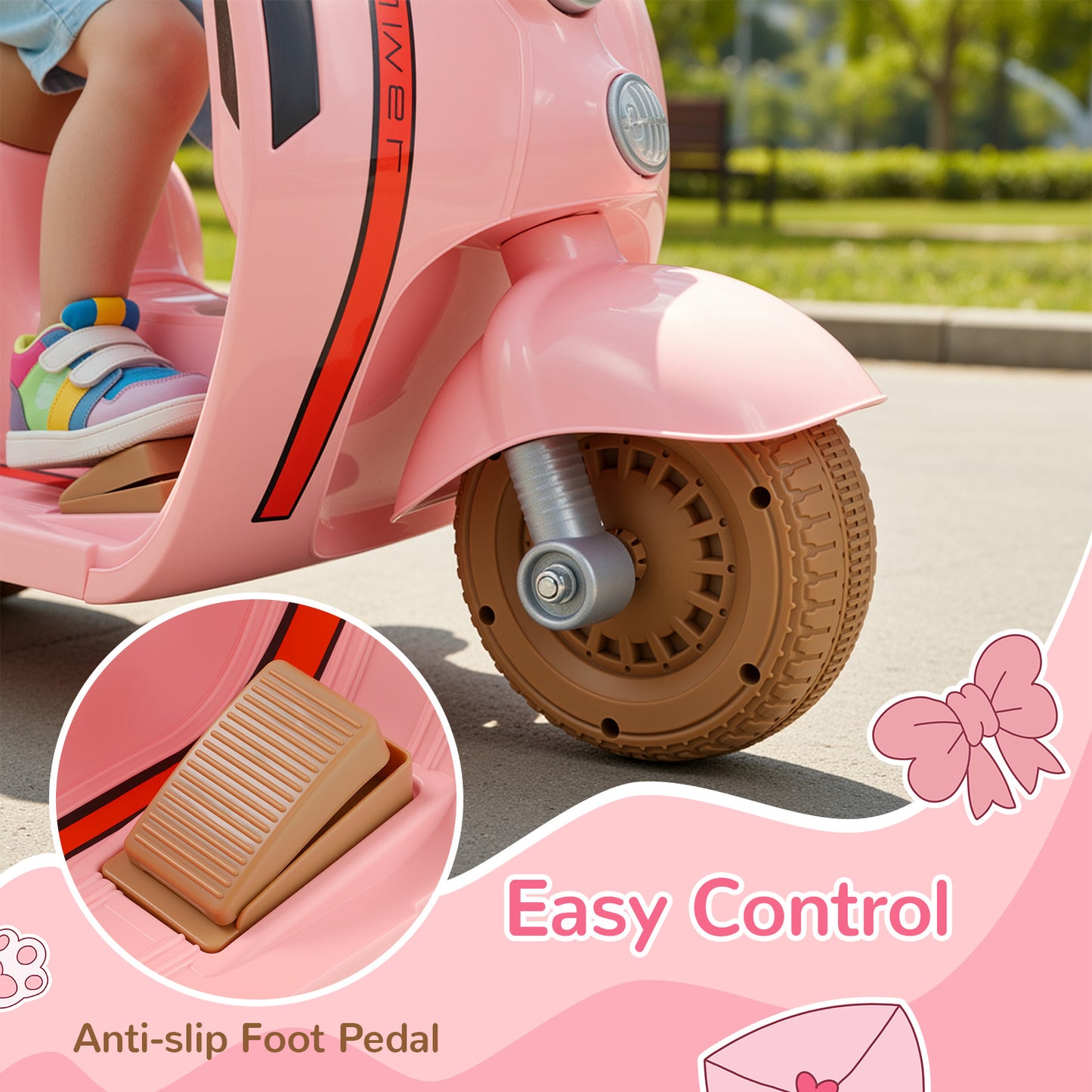 Kids Mini Motorcycle, 6V Electric Ride on Toy with Music, Realistic Horn, Light, 2 Electric Toddler Motorcycle for Kids Age 3+