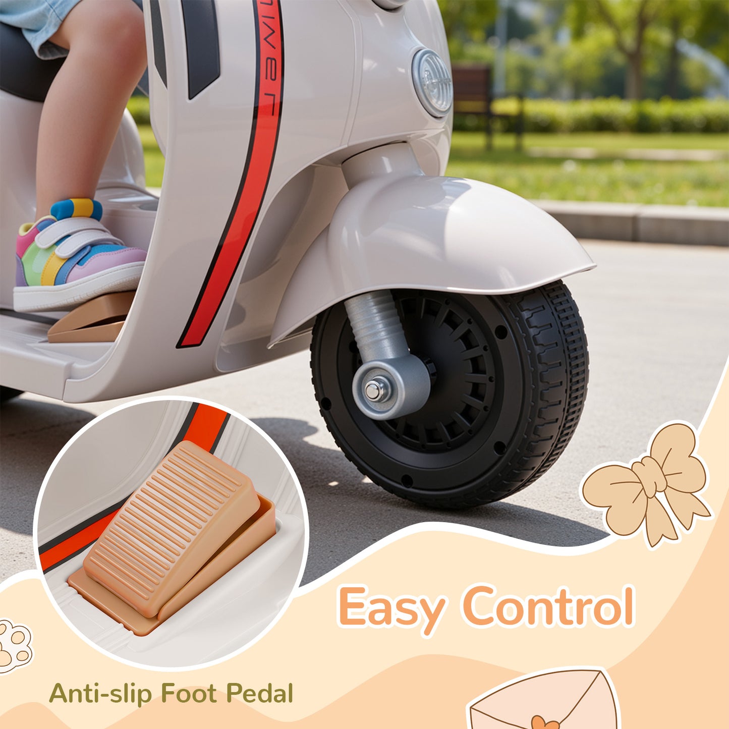 Kids Mini Motorcycle, 6V Electric Ride on Toy with Music, Realistic Horn, Light, 2 Electric Toddler Motorcycle for Kids Age 3+