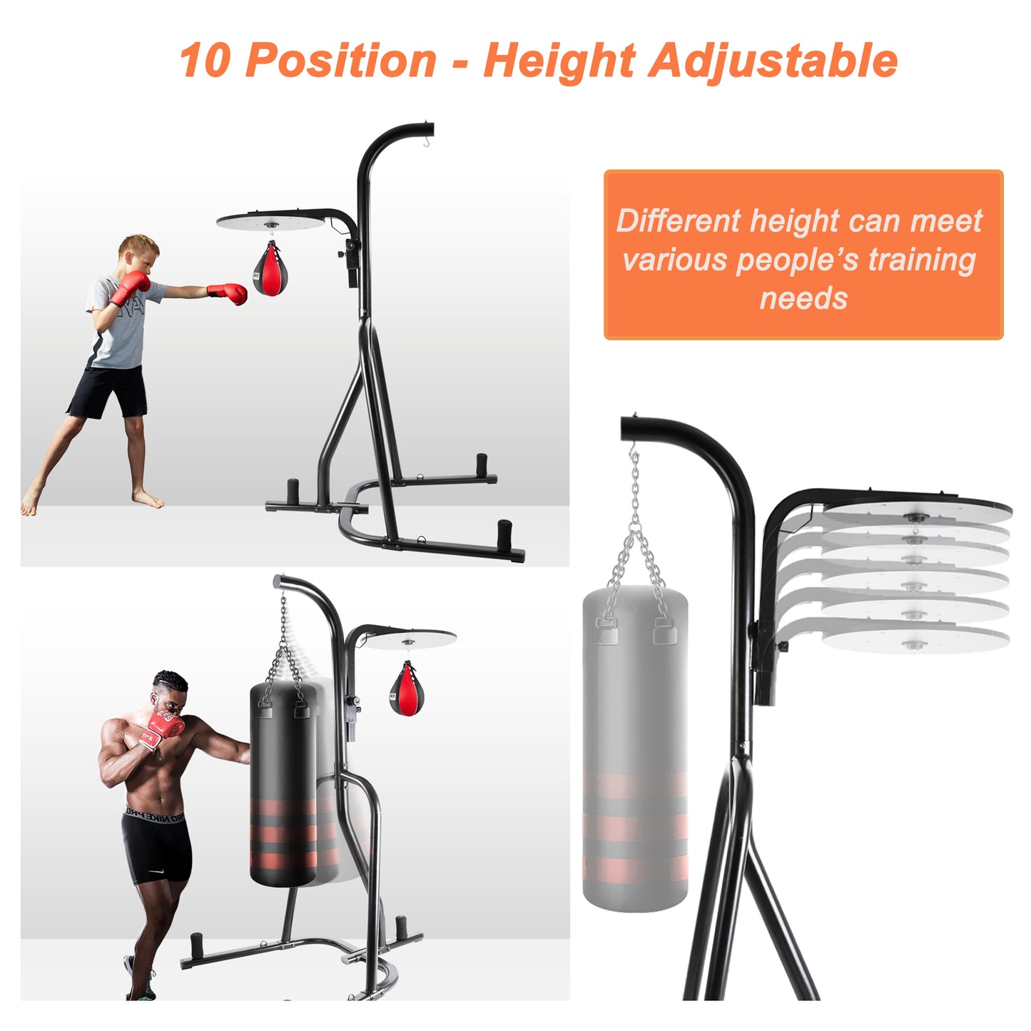 pirecart Heavy Boxing Bag Stand, Height Adjustable Steel Punching Stand for Heavy Bag