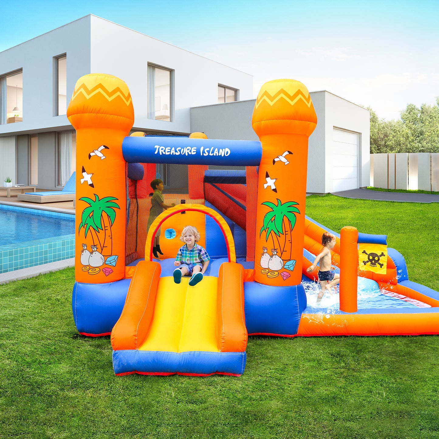 pirecart Kids Inflatable Bounce Castle Outdoor/Indoor Bouncy House Water Park with Blower