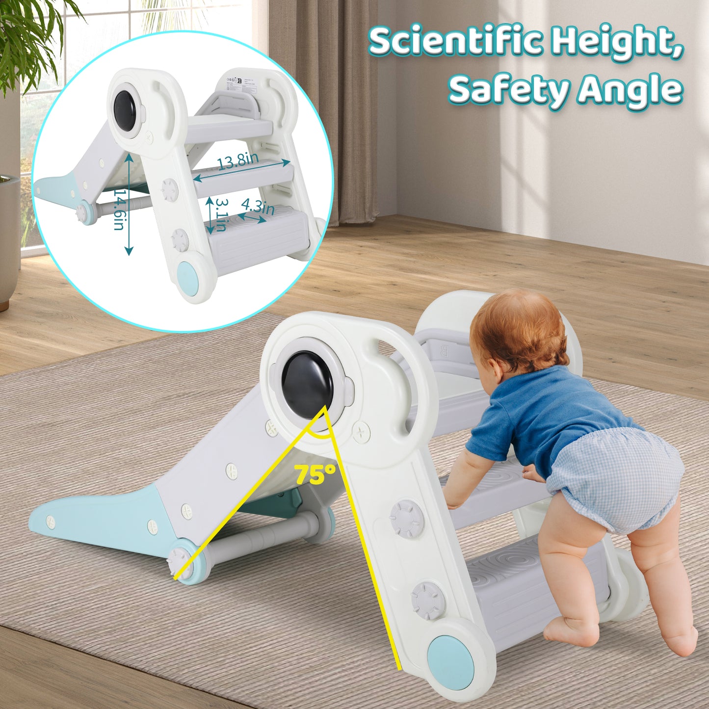 Pirecart Foldable Kids Slide Freestanding Toddler Toy Climbing Slide Playset