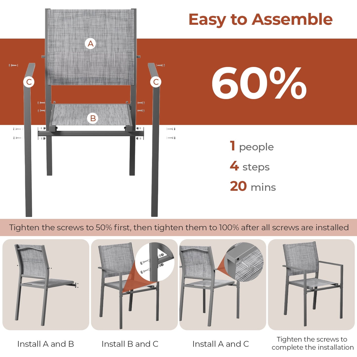 Pirecart 4/6 PCS Patio Dining Chairs Set, Stackable Textilene Chair w/ Metal Frame & Armrest, Patio Chairs for Garden, Backyard, Deck, Lawn, Poolside ( Table not Included )