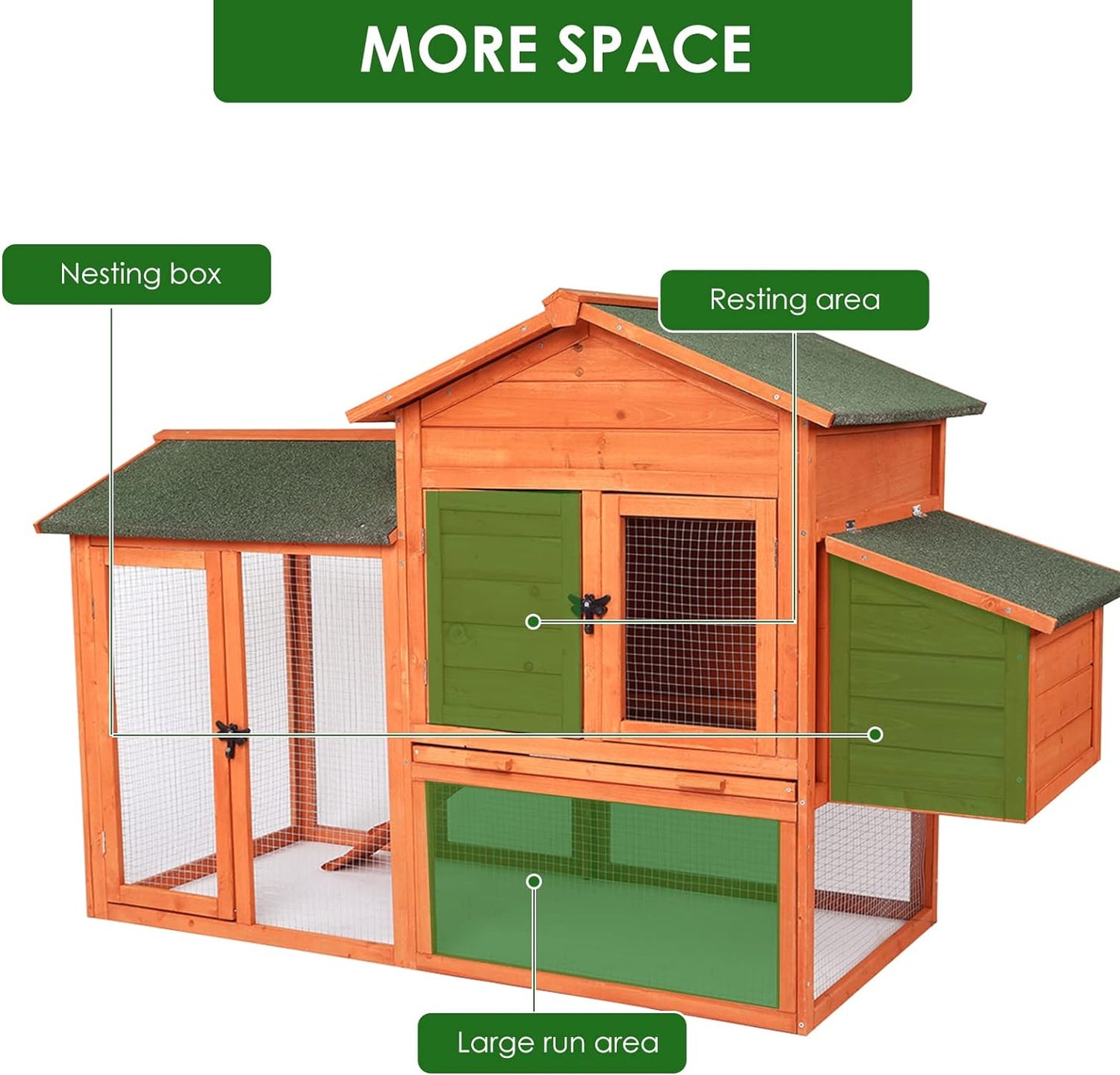 pirecart Outdoor Chicken Coop Extra Large Hen House with Removable Tray