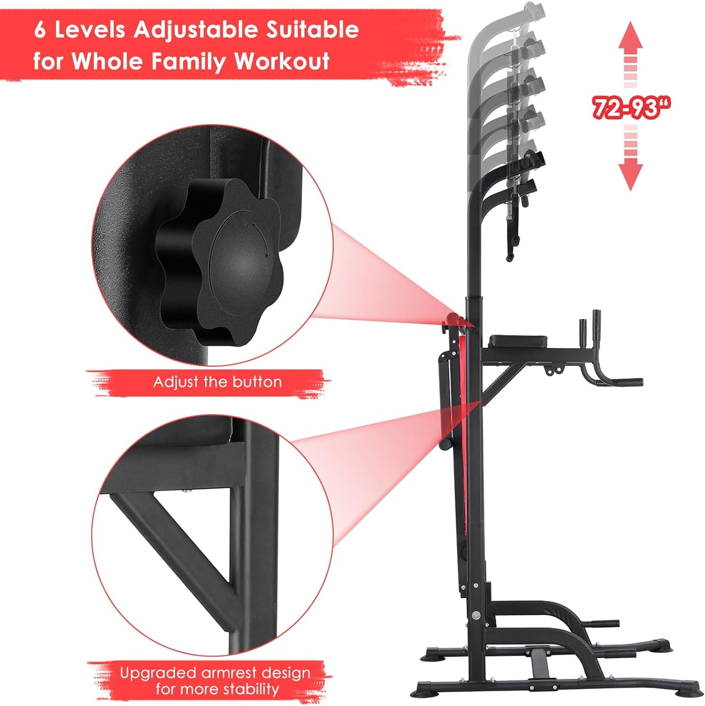 pirecart Power Tower with Bench, Pull Up Bar Stand Dip Station for Home Gym