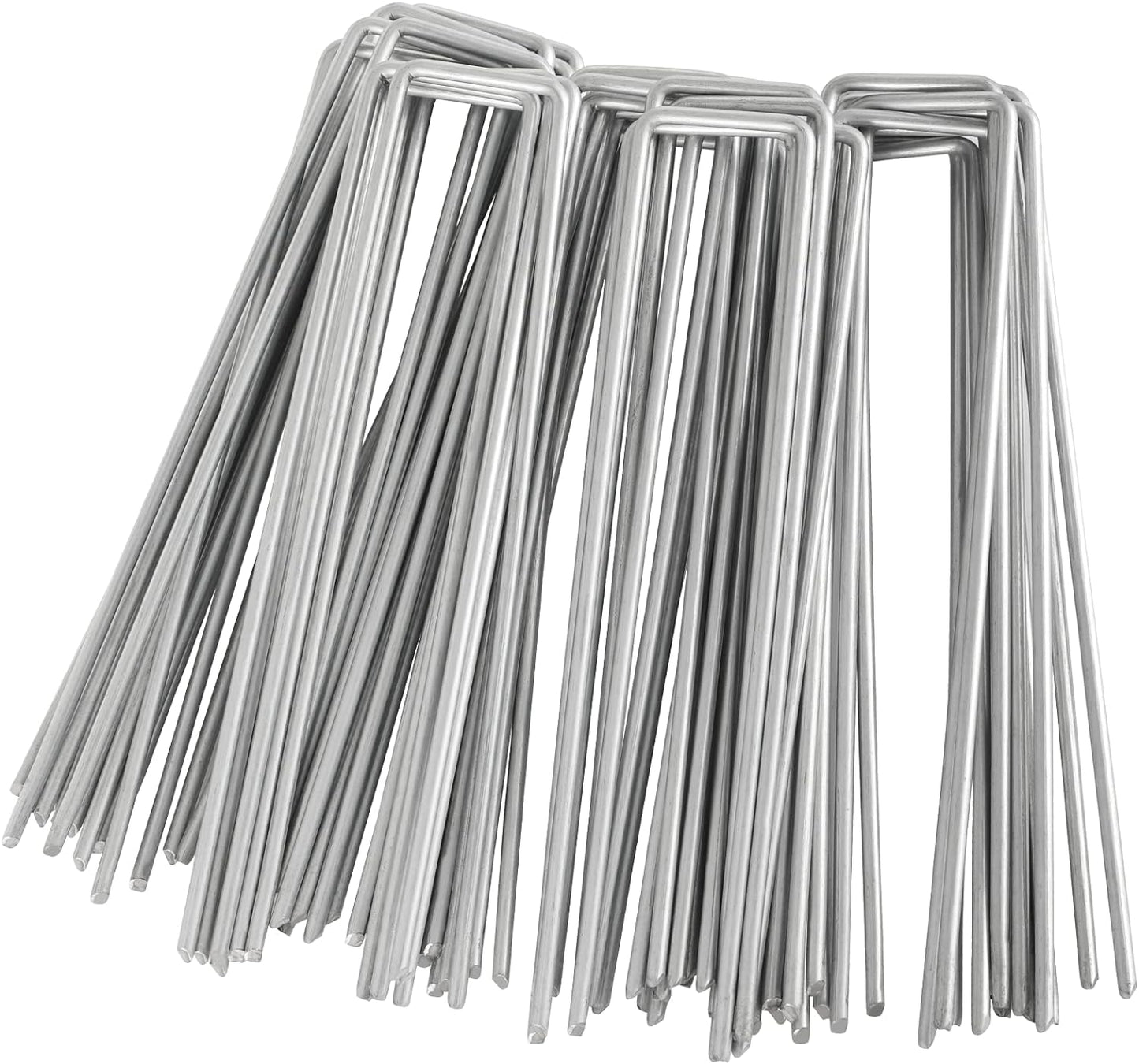 pirecart 100/200/300 pack Landscape Staples, 6 Inches 11 Gauge Stakes, Galvanized Garden Stakes, Anti-Rust U-Shaped Pins, Sod Pins for Weed Barrier Fabric