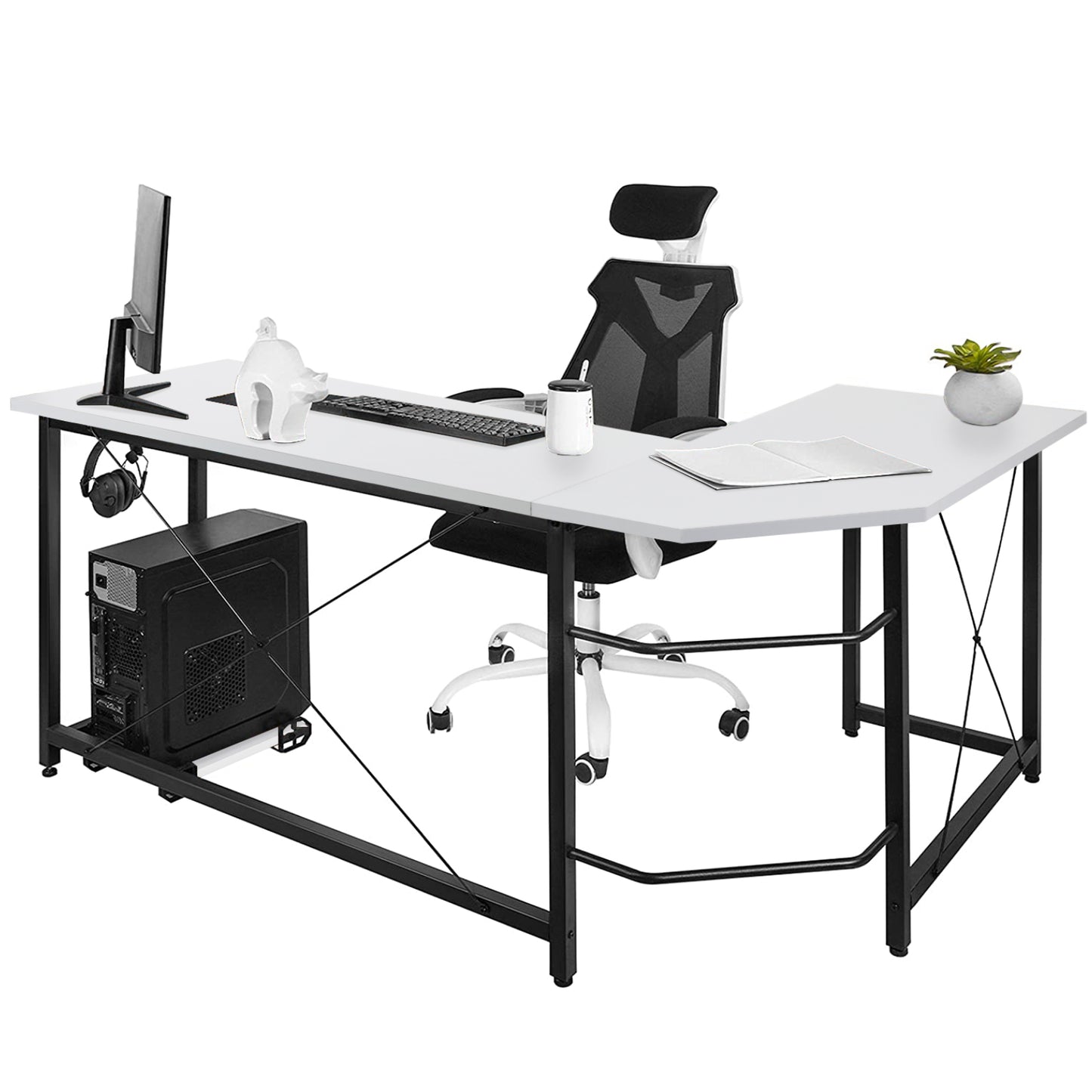 pirecart L-Shaped Computer Desk, L Shaped Desk for Home Office with Monitor Stand