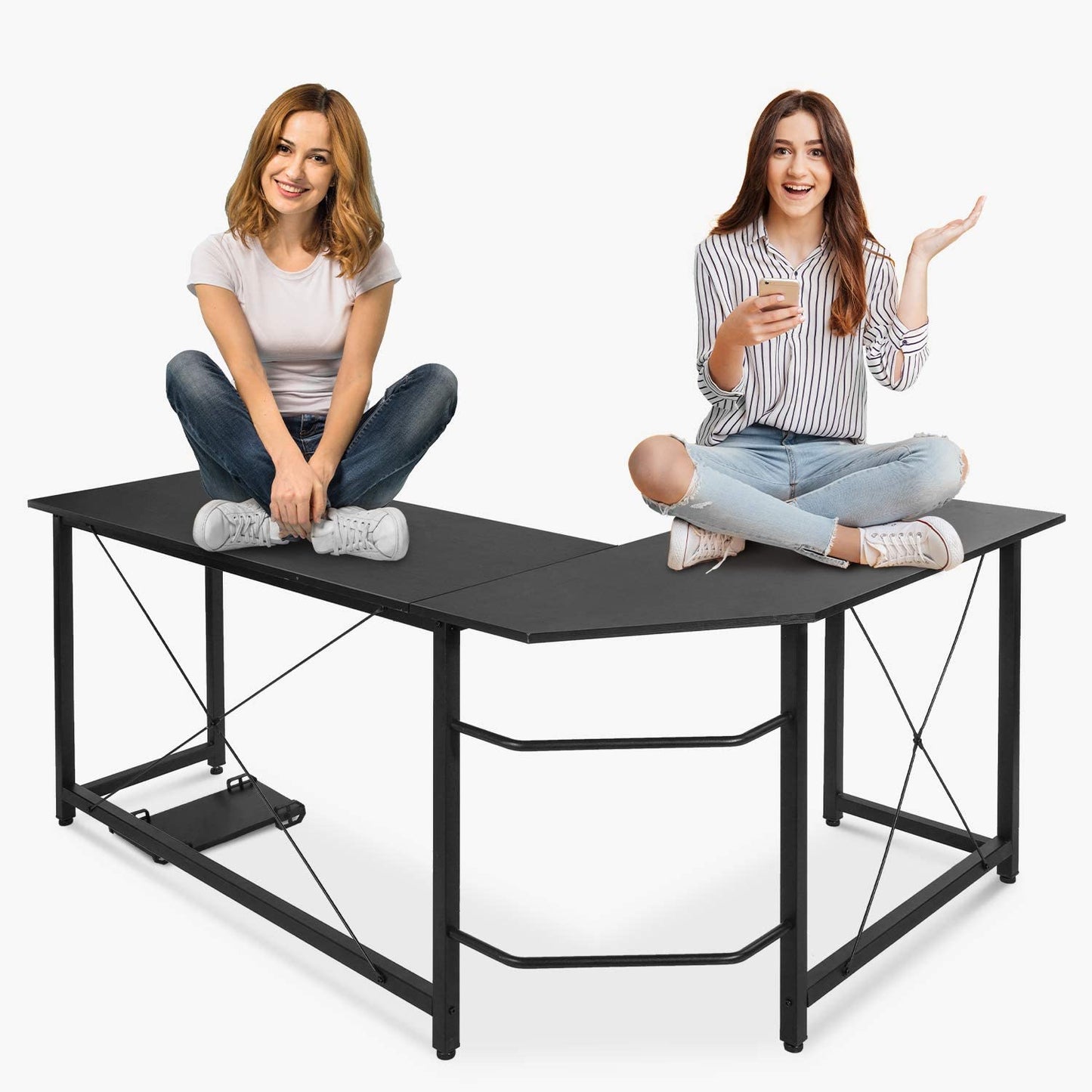 pirecart L-Shaped Computer Desk, L Shaped Desk for Home Office with Monitor Stand