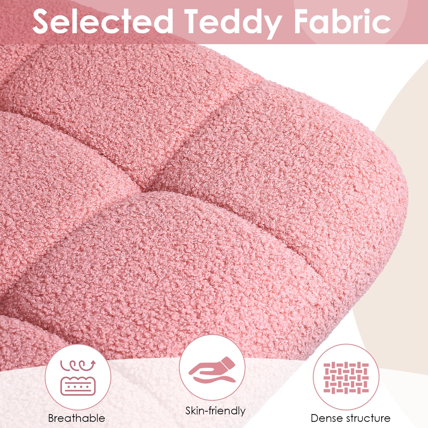 Pirecart Criss Cross Chair with Wheels, Armless Swivel Vanity Chair, Height Adjustable Cross Legged Office Chair with Comfy Wide Cushion for Desk, Vanity, Bedroom, Sherpa Fleece