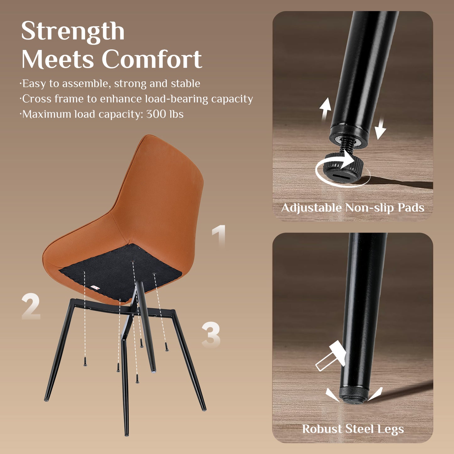 Pirecart High Back Dining Room Chairs, Set of 2/4 PU Leather Dining Chairs with Thick Cushions, Wide Padded Seat, Metal Legs for Kitchen, Living Room