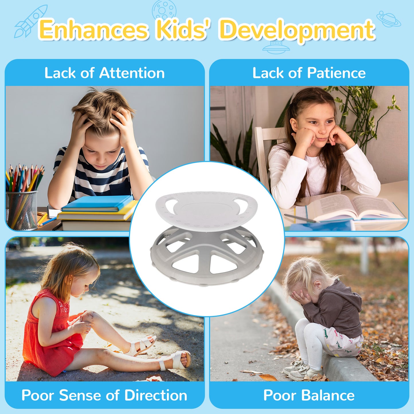 Pirecart Spinning Chair for Autistic Kids, Sit and Spin Autism Toys for Age 3+, Children's Rotating Chair for Kids with Autism, Training Body Coordination