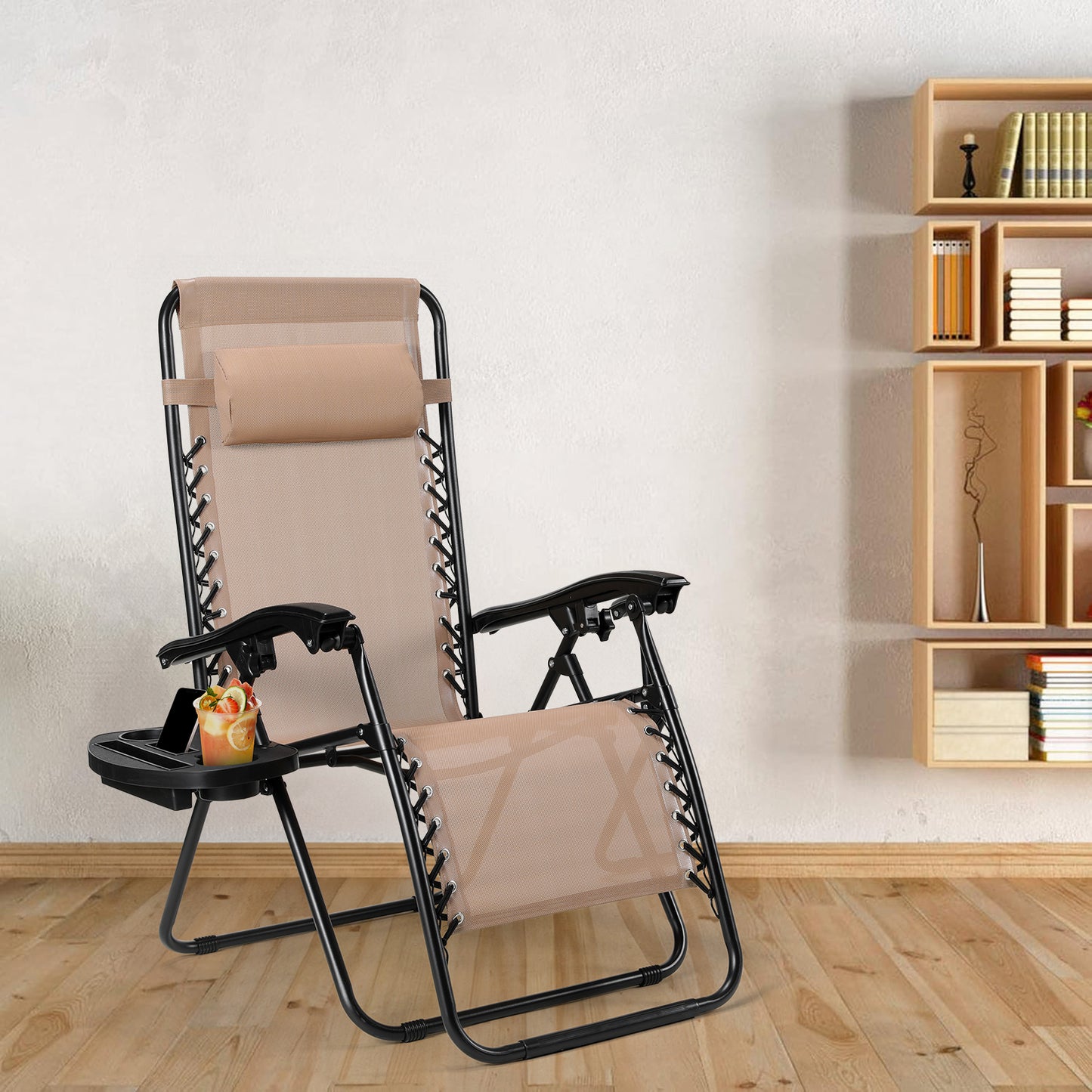 Pirecart Adjustable Zero-Gravity Chairs Textilene Outdoor Lounger Pillow and Cup Holder