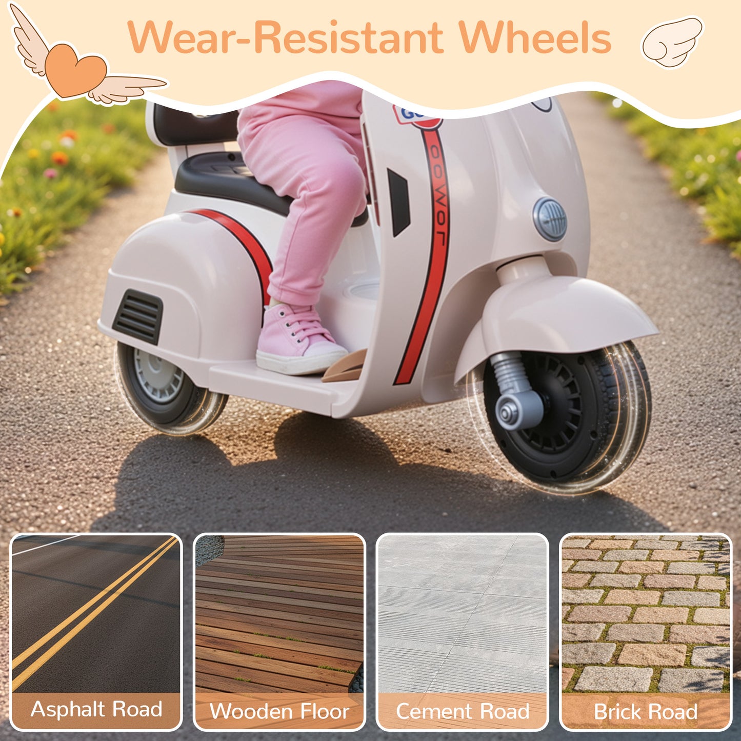 Kids Mini Motorcycle, 6V Electric Ride on Toy with Music, Realistic Horn, Light, 2 Electric Toddler Motorcycle for Kids Age 3+