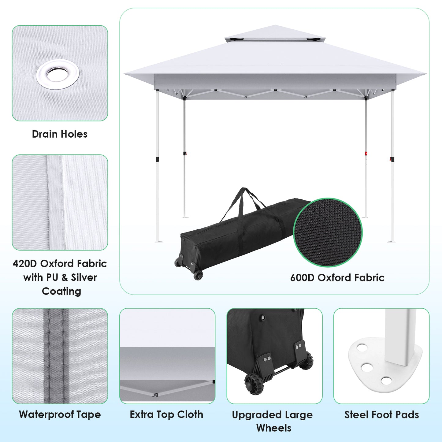 pirecart 12' x 12' Pop up Canopy Tent One Person Folding Commercial Shelter for Party, Camping